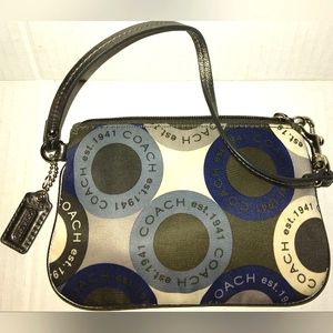 Brand New☆Rare COACH Soho Snaphead Small Sateen Wristlet ~Blue/Silver~